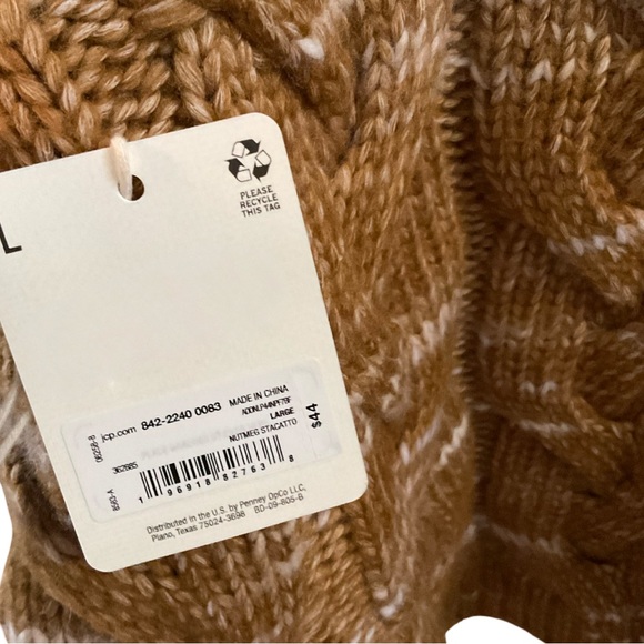 A.N.A Nutmeg Brown Cable Knit Mock Neck Sweater L Chunky Cozy Fall Winter Layer - Picture 8 of 12